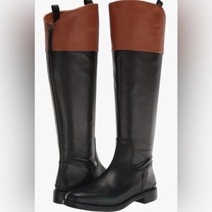 Franco Sarto Meyer Boots NWT black/cognac size 8.5 wide calf